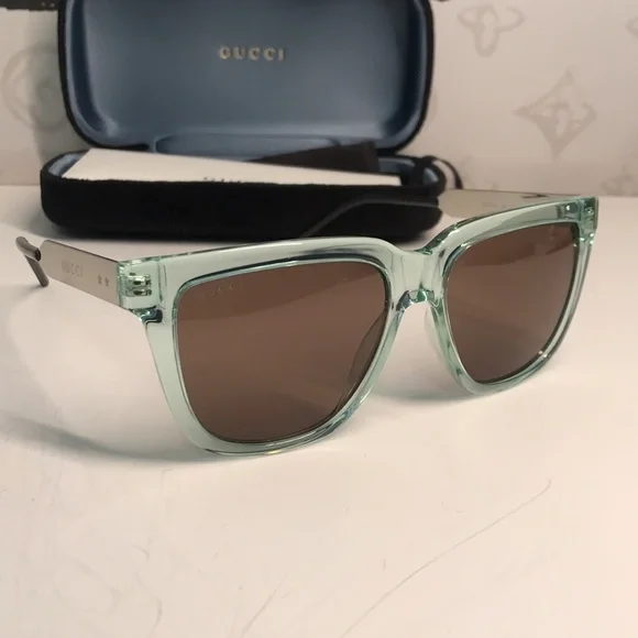 ✨ Brand New Gucci GG0976S 002 Sunglasses – Green Mint with Brown Lenses ✨ - Picture 3 of 12